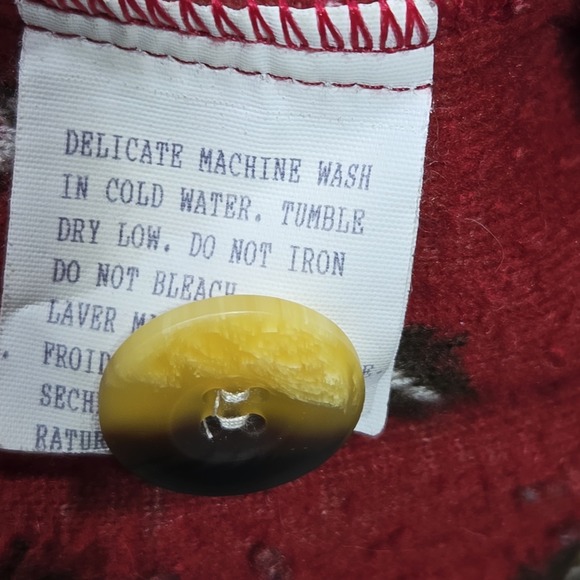 Tsunami Indigenous Fleece Collection Jacket Size Large Vintage Red Womens Button - Picture 10 of 12